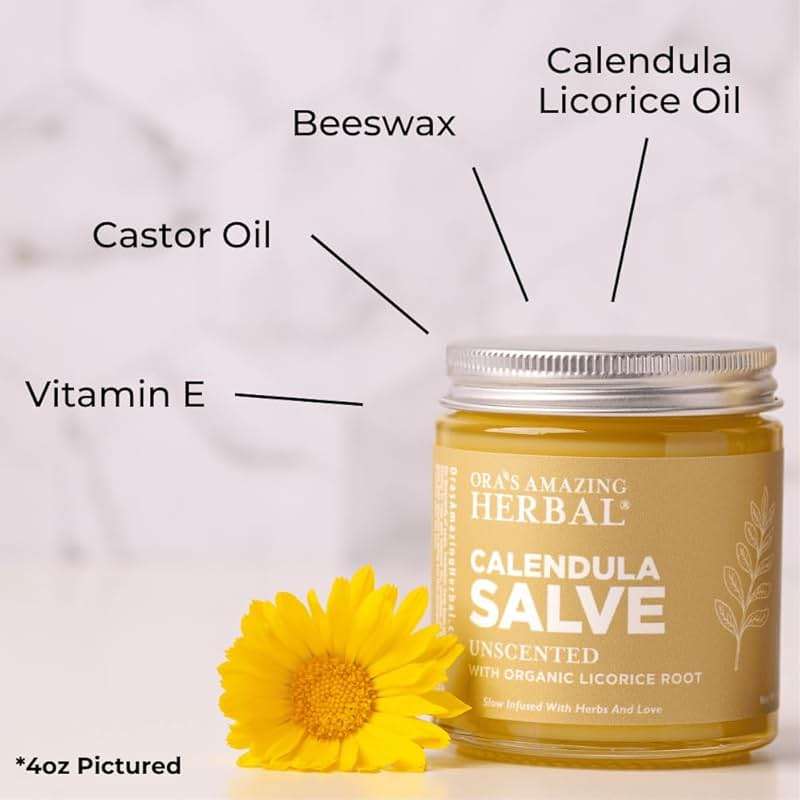 Calendula Salve, Calendula Cream, Drawing Salve, Calendula Ointment, Ora's Amazing Herbal, Coconut Free Salve made with Organic Calendula and Licorice Root, 1 oz - Image 3