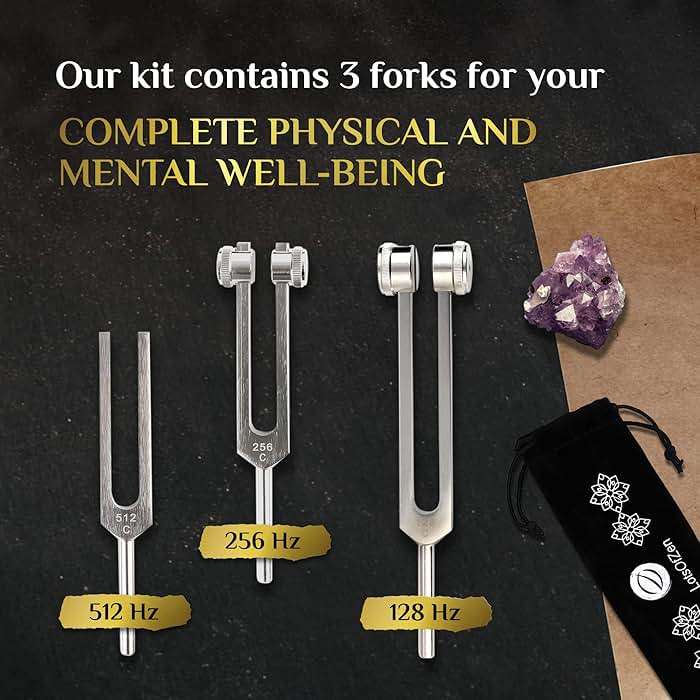 LOTS OF ZEN Tuning Fork for Healing Set (128Hz, 256Hz, 512Hz) | Sound Therapy, Chakra Balance & Grounding, Weighted & Unweighted, 80-Min Expert Video Course, Mallet & Velvet Pouches - Image 6