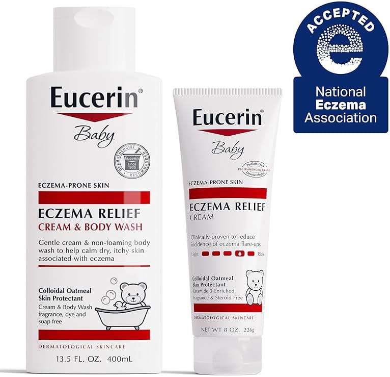 Eucerin Baby Eczema Relief Cream and Body Wash (13.5 Fl Oz) + Baby Eczema Cream (8 Oz), Fragrance Free Skin Care Set with Colloidal Oatmeal (Skin Protectant) - Image 3