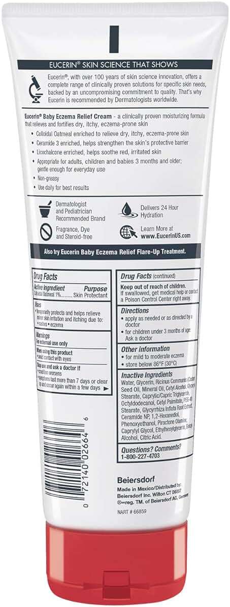 Eucerin Baby Eczema Relief Cream and Body Wash (13.5 Fl Oz) + Baby Eczema Cream (8 Oz), Fragrance Free Skin Care Set with Colloidal Oatmeal (Skin Protectant) - Image 9