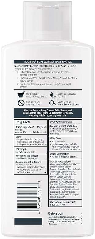 Eucerin Baby Eczema Relief Cream and Body Wash (13.5 Fl Oz) + Baby Eczema Cream (8 Oz), Fragrance Free Skin Care Set with Colloidal Oatmeal (Skin Protectant) - Image 11