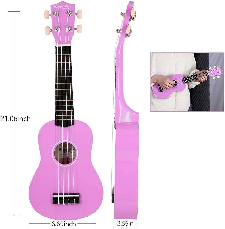 Strong Wind Soprano Ukulele 21 Inch Basswood Ukeleles for Beginners Four Strings Hawaiian Guitar Easter Ukulele for Adults Teenagers, Purple - Image 3