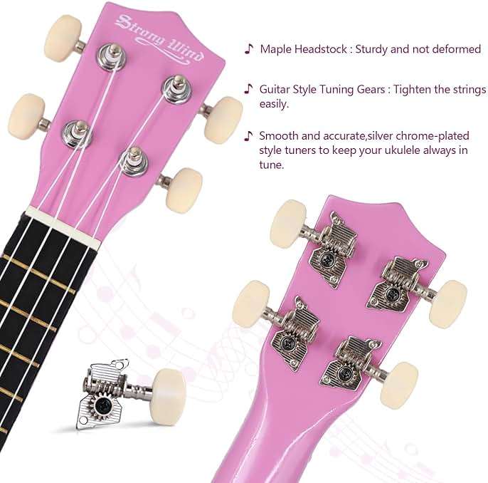 Strong Wind Soprano Ukulele 21 Inch Basswood Ukeleles for Beginners Four Strings Hawaiian Guitar Easter Ukulele for Adults Teenagers, Purple - Image 5