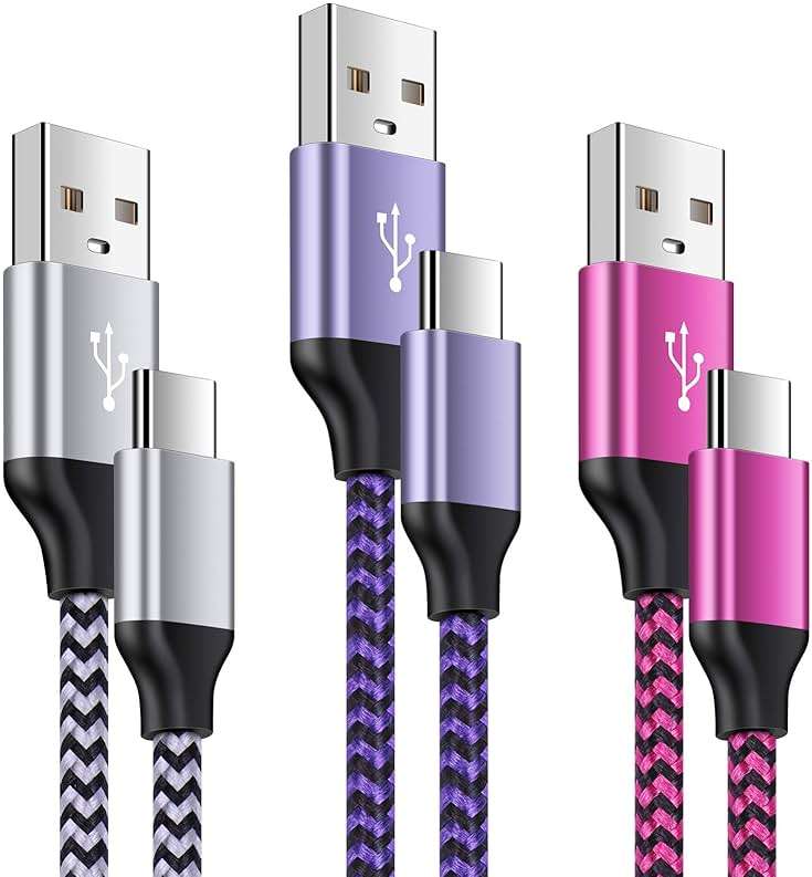 USB Type C Cable Fast Charging C Charger Cord 3 Pack Android Phone Wire for Moto G Stylus/Play/Power 2025 2024,Razr,Samsung Galaxy S24/S23/S25/S25 Ultra/S22/S21/S20,Google Pixel 10 Pro XL/9a/8a/8/7/6 - Image 1