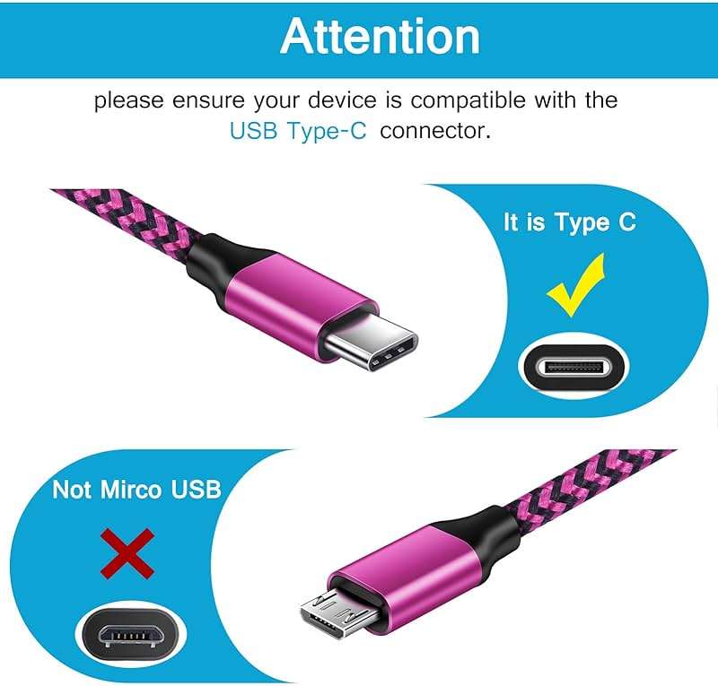 USB Type C Cable Fast Charging C Charger Cord 3 Pack Android Phone Wire for Moto G Stylus/Play/Power 2025 2024,Razr,Samsung Galaxy S24/S23/S25/S25 Ultra/S22/S21/S20,Google Pixel 10 Pro XL/9a/8a/8/7/6 - Image 2