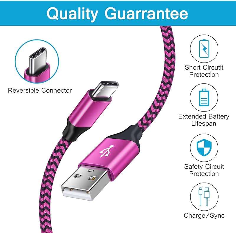 USB Type C Cable Fast Charging C Charger Cord 3 Pack Android Phone Wire for Moto G Stylus/Play/Power 2025 2024,Razr,Samsung Galaxy S24/S23/S25/S25 Ultra/S22/S21/S20,Google Pixel 10 Pro XL/9a/8a/8/7/6 - Image 4