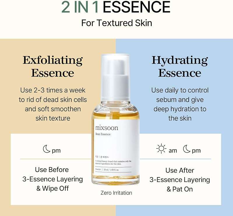 mixsoon Bean Essence Korean Skin Care, Gentle AHA Exfoliating Essence for Glass Skin Glow, Hydrating Face Serum with Fermented Bean, Smooth Skin, 50ml / 1.69 fl.oz. Korean Glass Skin Care - Image 6