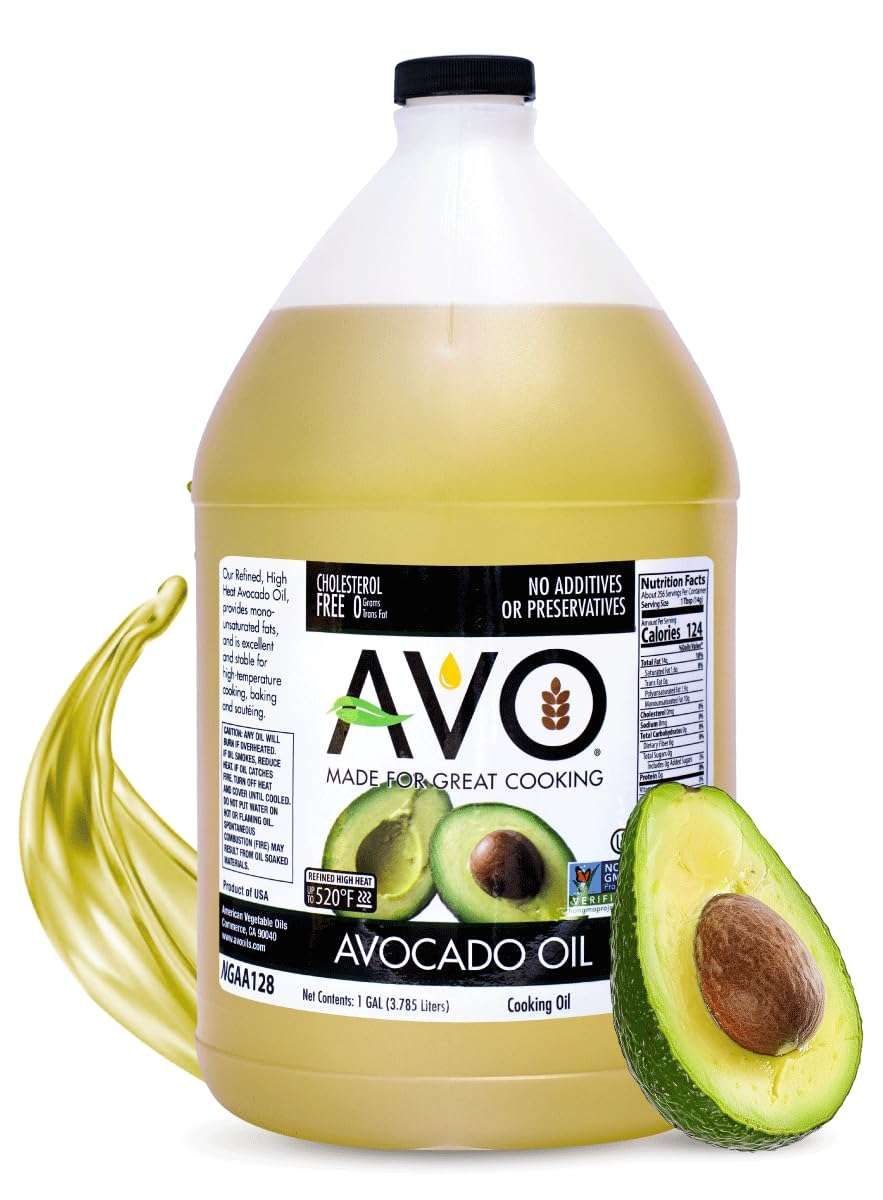 AVO Bulk Avocado Oil for Cooking 1 Gallon (128 fl oz), Non-GMO Certified, No Preservatives, High Smoke Point 500°F, Neutral Flavor, Gluten-Free, Plant-Based, OU Kosher - Image 1