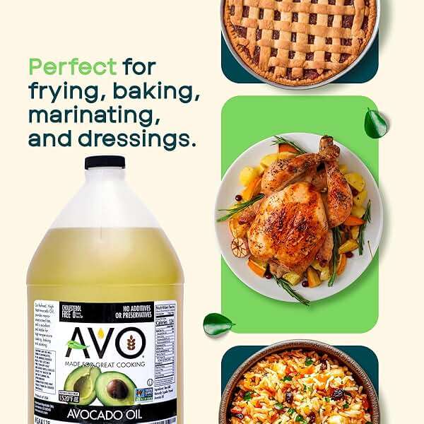 AVO Bulk Avocado Oil for Cooking 1 Gallon (128 fl oz), Non-GMO Certified, No Preservatives, High Smoke Point 500°F, Neutral Flavor, Gluten-Free, Plant-Based, OU Kosher - Image 4