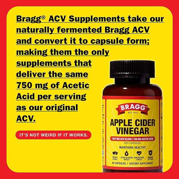 Bragg Organic Apple Cider Vinegar Capsules with Vitamin D and Zinc - 90 Count - Supports Immune System - Image 2