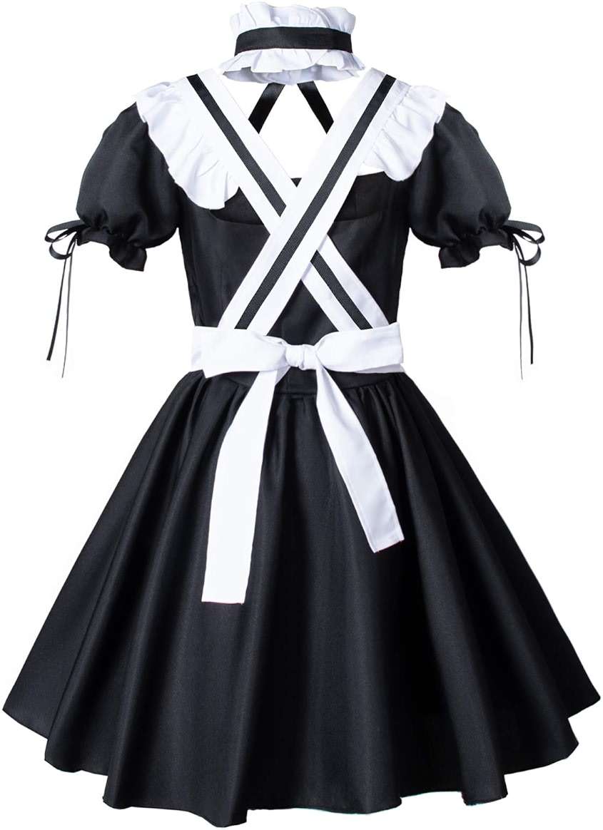 Wannsee Anime French Maid Apron Lolita Fancy Dress Cosplay Costume Furry Cat Ear Gloves Socks set(L) - Image 4
