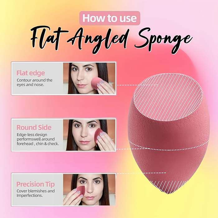 Makeup Sponge Set BS-MALL with Storage Case 7 Pcs for Liquid, Cream, and Powder,SAVE Foundation with 1 Mini Makeup Sponge For Travel Daily Use (A-Pink) - Image 2