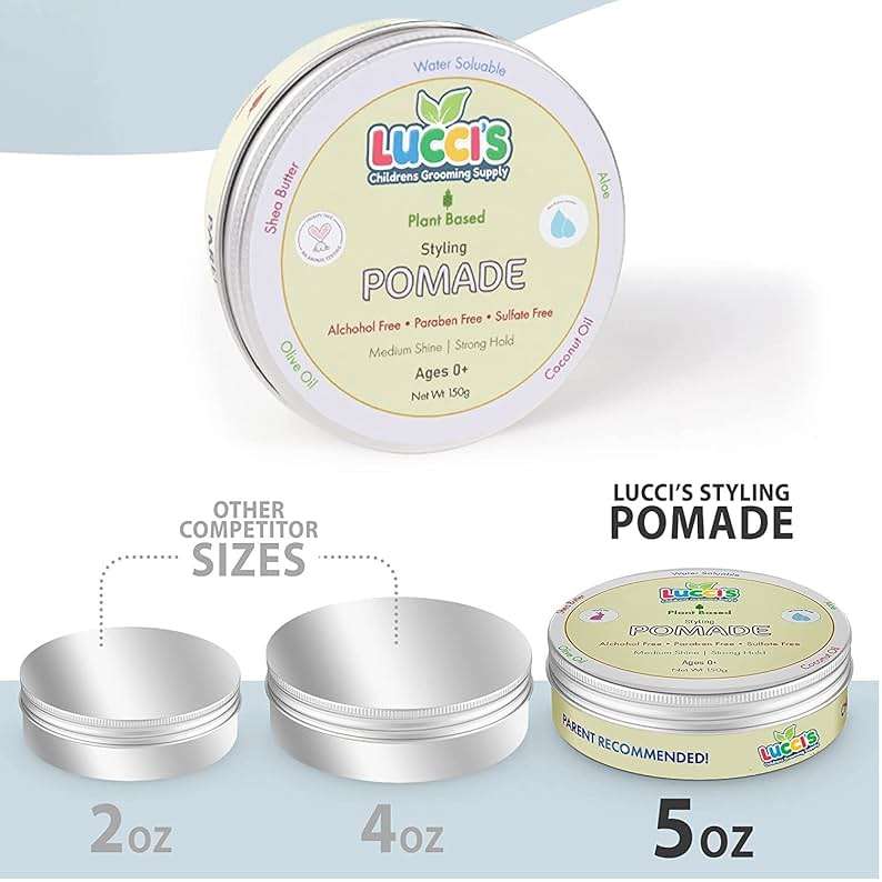 LUCCI’S CHILDRENS GROOMING SUPPLY Baby Hair Gel – 5oz Plant-Based Styling Hair Pomade for Infants – No Parabens or Sulphates – Medium Shine and Strong Hold Hair Paste for Kids - Image 4