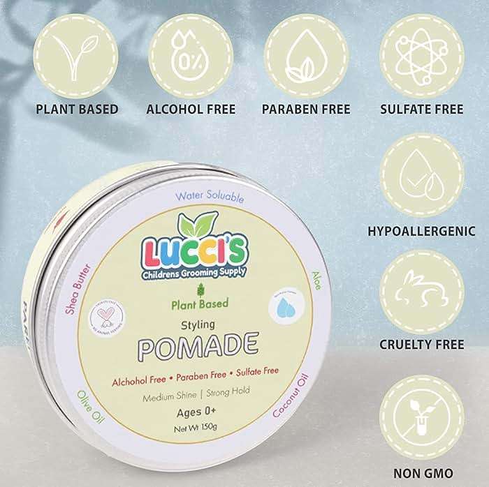 LUCCI’S CHILDRENS GROOMING SUPPLY Baby Hair Gel – 5oz Plant-Based Styling Hair Pomade for Infants – No Parabens or Sulphates – Medium Shine and Strong Hold Hair Paste for Kids - Image 8