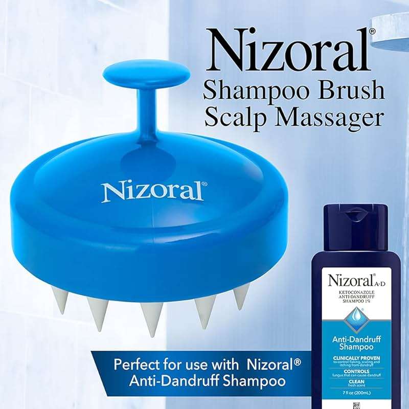 Nizoral Hair Shampoo Brush with Soft Silicone Scalp Massager Brush Head, for All Hair Types, Deep Cleanses Scalp and Removes Dead Flaky Skin and Residue - Image 2