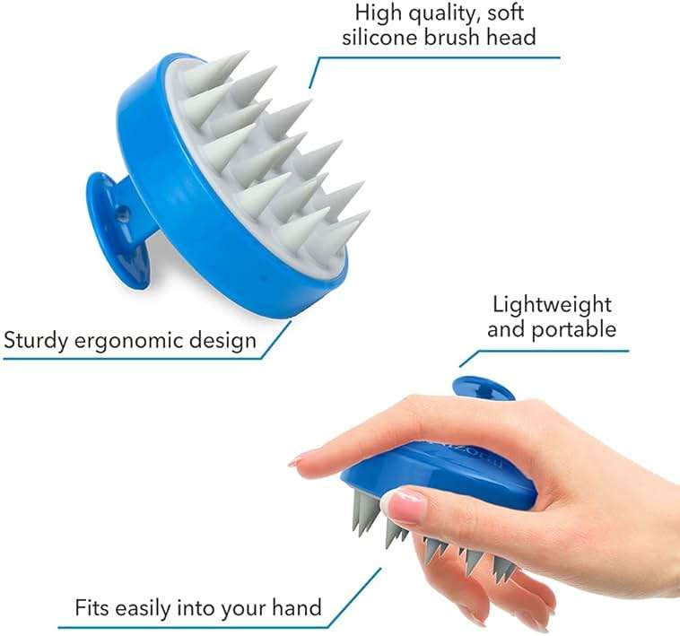 Nizoral Hair Shampoo Brush with Soft Silicone Scalp Massager Brush Head, for All Hair Types, Deep Cleanses Scalp and Removes Dead Flaky Skin and Residue - Image 3