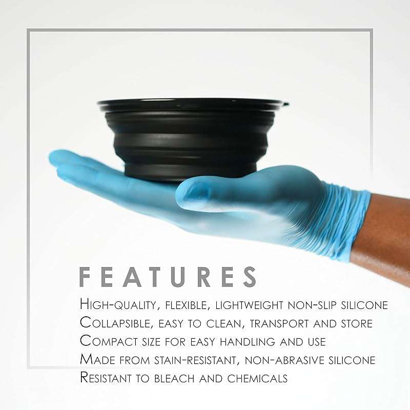 L3 - Level 3 Collapsible Tint Bowl - Use for Mixing, Dying, and All Coloring Needs - Resistant to Bleach and Chemicals - Compact Size for Easy Use (Black) - Image 2