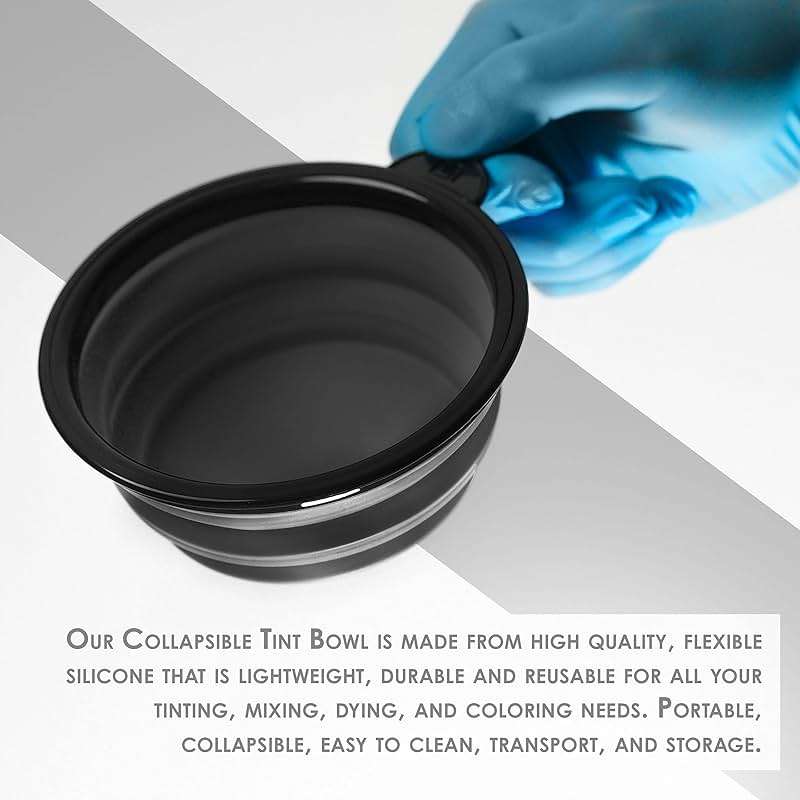 L3 - Level 3 Collapsible Tint Bowl - Use for Mixing, Dying, and All Coloring Needs - Resistant to Bleach and Chemicals - Compact Size for Easy Use (Black) - Image 3