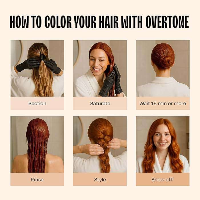 Overtone Semi Permanent Hair Color Conditioner, Ginger Glow, 8 oz, Nourishing, Damage-Free, Color Depositing Mask for All Hair Types with Shea Butter & Coconut Oil, Vegan & Cruelty-Free - Image 8