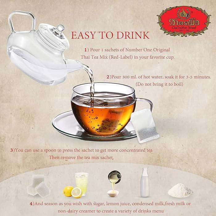 Number One Original Thai Tea Mix ChaTraMue Thai Tea for Boba Tea, Hot Tea, Iced Tea (Red Label 50 Tea Bags) - Image 3