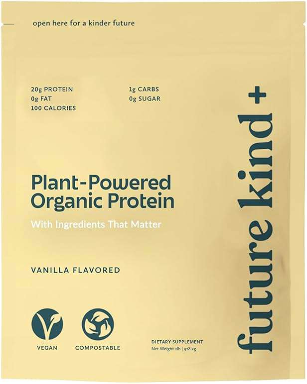 Future Kind Vegan Protein Powder, Vanilla, Pea Plant Protein for Lean Muscle with Iron & Fiber, Whey-Free, Sugar-Free, Soy-Free, Non-Dairy (34 Servings) - Image 1