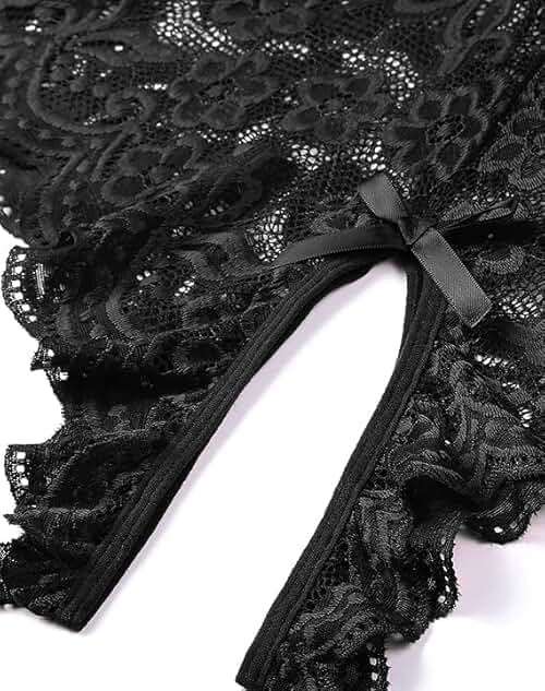 Women One Piece Lingerie Sexy Teddy V Neck Bodysuit Lace Nightie - Image 2