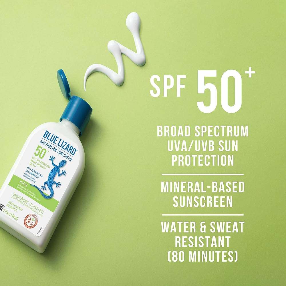 BLUE LIZARD Kids Mineral-Based Sunscreen Lotion, SPF 50, Cream, 5 Fl Oz - Image 2