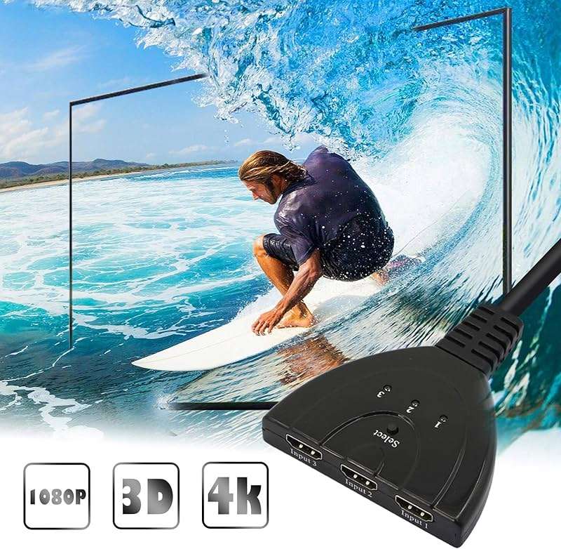 YACSEJAO 3 Port HDMI Switch，HDMI Switch 3 in 1 Out with HDMI Cable，1080P HDMI Splitter Manual HDMI Switcher Plug & Play - Manual HDMI Switcher - Image 5