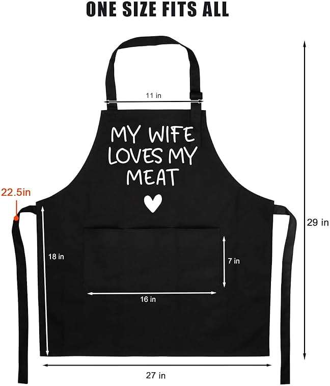 Fairy's Gift Funny Husband Apron, Men's Anniversary, Fathers Day, Cool Birthday Gifts for Him Husband, Gifts from Wife, Manly Presents for Men, Grilling Kitchen Aprons w/Pockets for Cooking Hubby Him - Image 4