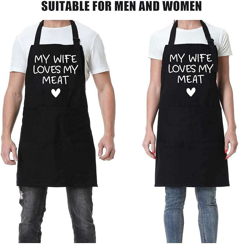 Fairy's Gift Funny Husband Apron, Men's Anniversary, Fathers Day, Cool Birthday Gifts for Him Husband, Gifts from Wife, Manly Presents for Men, Grilling Kitchen Aprons w/Pockets for Cooking Hubby Him - Image 5