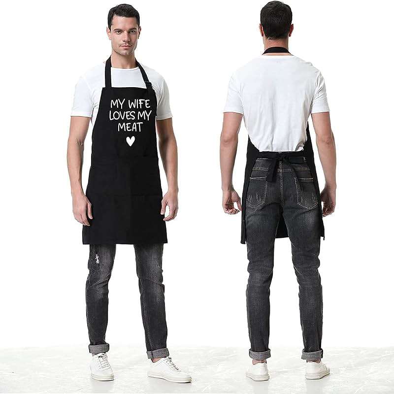 Fairy's Gift Funny Husband Apron, Men's Anniversary, Fathers Day, Cool Birthday Gifts for Him Husband, Gifts from Wife, Manly Presents for Men, Grilling Kitchen Aprons w/Pockets for Cooking Hubby Him - Image 6