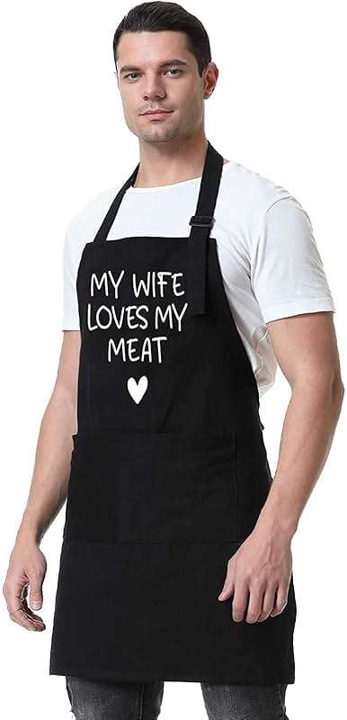Fairy's Gift Funny Husband Apron, Men's Anniversary, Fathers Day, Cool Birthday Gifts for Him Husband, Gifts from Wife, Manly Presents for Men, Grilling Kitchen Aprons w/Pockets for Cooking Hubby Him - Image 7
