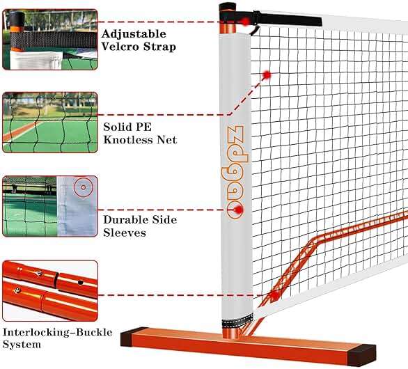 Zdgao Portable Pickleball Net Set, 22FT Regularion Size Pickle Ball Net with Paddles Set, Outdoor Pickleballs and Carry Bag, Easy Setup for Indoor, Outdoor, Driveway - Image 2