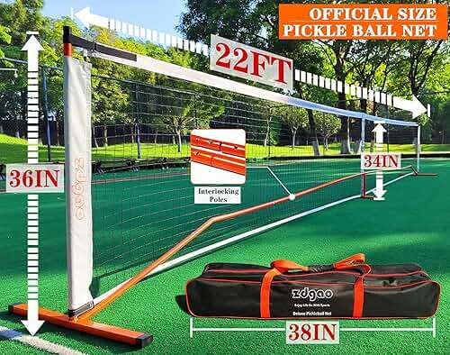 Zdgao Portable Pickleball Net Set, 22FT Regularion Size Pickle Ball Net with Paddles Set, Outdoor Pickleballs and Carry Bag, Easy Setup for Indoor, Outdoor, Driveway - Image 3