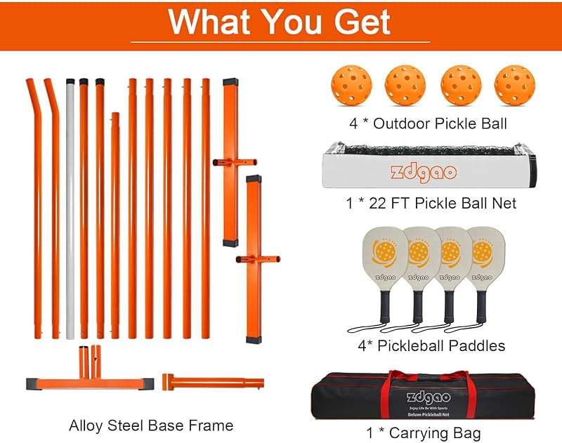 Zdgao Portable Pickleball Net Set, 22FT Regularion Size Pickle Ball Net with Paddles Set, Outdoor Pickleballs and Carry Bag, Easy Setup for Indoor, Outdoor, Driveway - Image 6