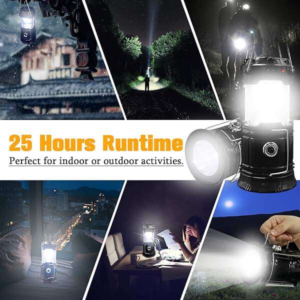 Collapsible Portable LED Camping Lantern XTAUTO Lightweight Waterproof Solar USB Rechargeable LED Flashlight Survival Kits for Indoor Outdoor Home Emergency Light Power Outages Hiking Hurricane 4-Pack - Image 4