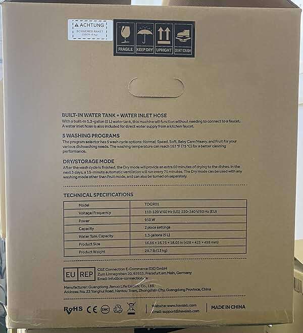 HAVA Countertop Dishwasher, 6 Programs Portable Dishwashers with 5L Built-in Water Tank, No Hookup Needed, Baby Care & Air-Drying Function for Apartments and RVs - Image 12
