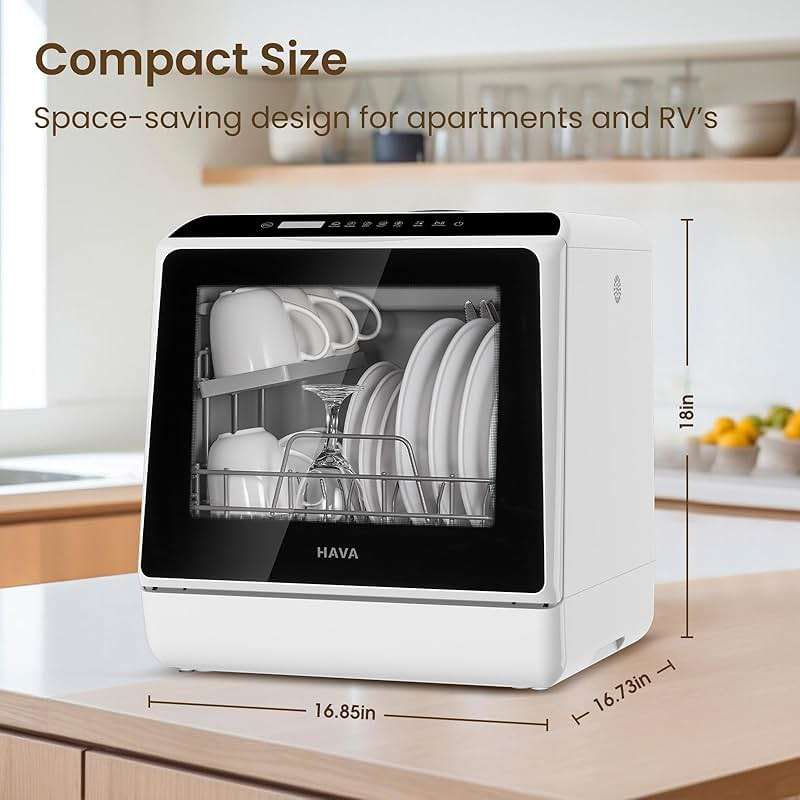 HAVA Countertop Dishwasher, 6 Programs Portable Dishwashers with 5L Built-in Water Tank, No Hookup Needed, Baby Care & Air-Drying Function for Apartments and RVs - Image 3