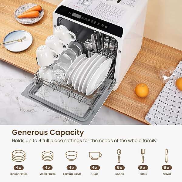 HAVA Countertop Dishwasher, 6 Programs Portable Dishwashers with 5L Built-in Water Tank, No Hookup Needed, Baby Care & Air-Drying Function for Apartments and RVs - Image 7