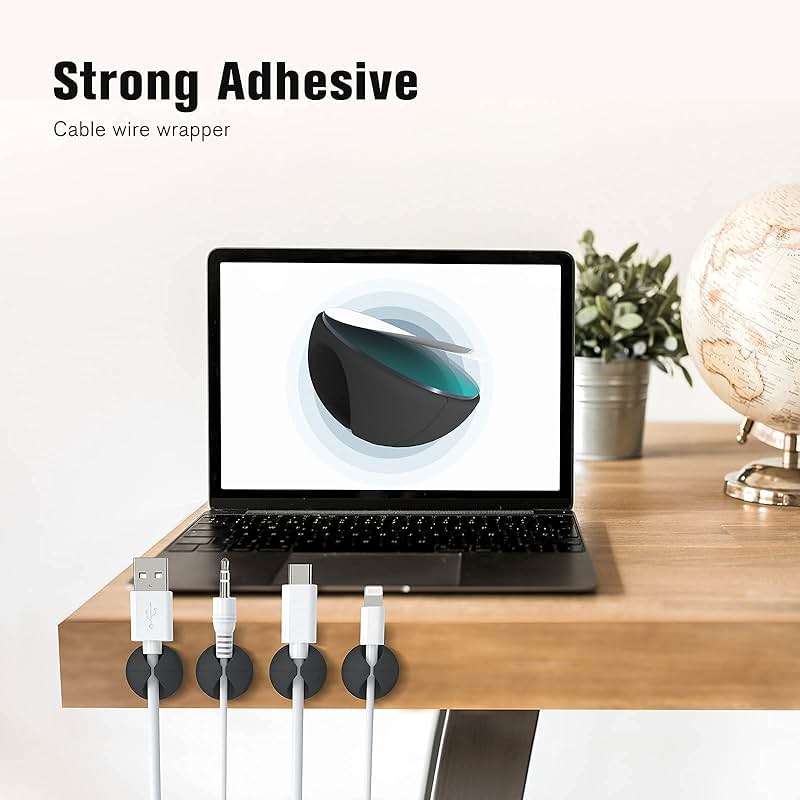 12 Pack Cable Clips, Znben Cord Organizer Holder Adhesive Cable Management Charger Wire Holder Clips for Desk, Home, Office, Car, Cubicle, Nightstand Black - Image 4