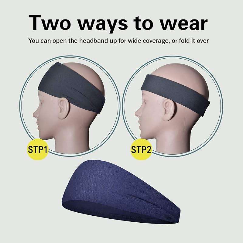 Pilamor Sports Headbands for Men (5 Pack),Moisture Wicking Workout Headband, Sweatband Headbands for Running,Cycling,Football,Yoga,Hairband for Women and Men - Image 6
