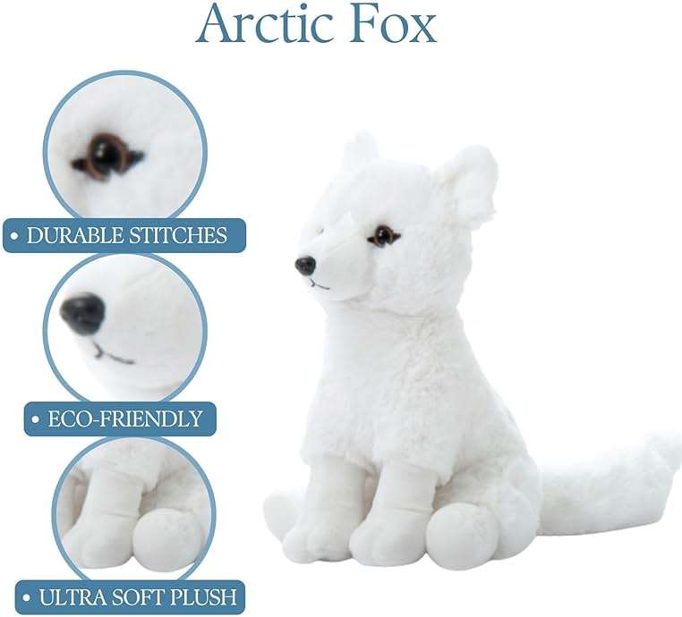 The Petting Zoo Arctic Fox Stuffed Animal, Gifts for Kids, Wild Onez Zoo Animals, Arctic Fox Plush Toy 12 inches - Image 7