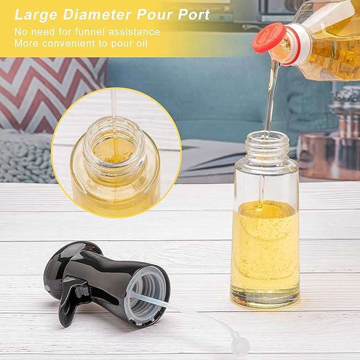 Olive Oil Sprayer for Cooking , 200ml Glass Oil Dispenser Bottle Spray Mister , Refillable Food Grade Oil Vinegar Spritzer Sprayer Bottles for Kitchen, Air Fryer, Salad, Baking,Gifts for Mom Dad - Image 5