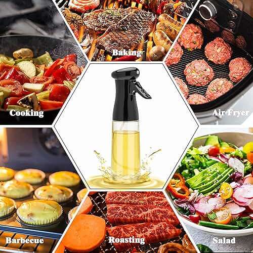 Olive Oil Sprayer for Cooking , 200ml Glass Oil Dispenser Bottle Spray Mister , Refillable Food Grade Oil Vinegar Spritzer Sprayer Bottles for Kitchen, Air Fryer, Salad, Baking,Gifts for Mom Dad - Image 7