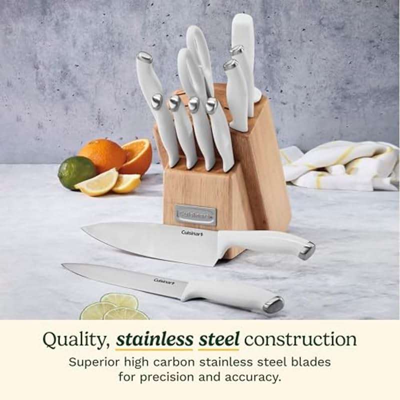 Cuisinart Block Knife Set, 12pc Cutlery Knife Set with Steel Blades for Precise Cutting, Lightweight, Stainless Steel, Durable & Dishwasher Safe, C77SSW-12P - Image 4