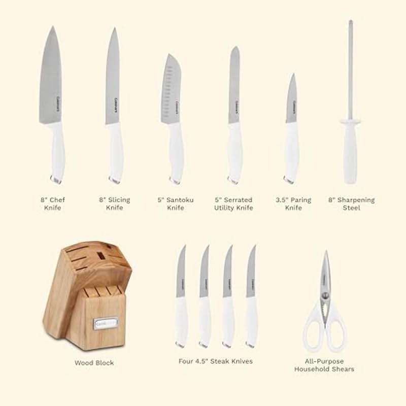 Cuisinart Block Knife Set, 12pc Cutlery Knife Set with Steel Blades for Precise Cutting, Lightweight, Stainless Steel, Durable & Dishwasher Safe, C77SSW-12P - Image 6