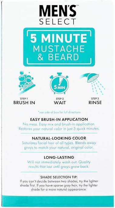Men's Select 5 Minute Mustache & Beard Dark Brown Brush-In Facial Hair Dye with Brush Included - Image 3