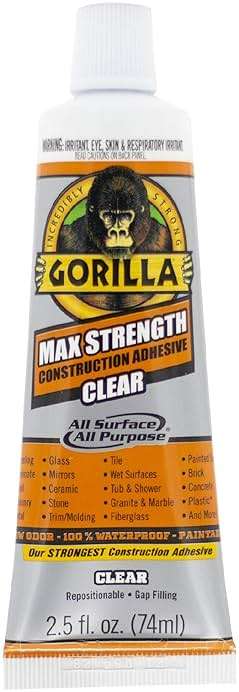 Gorilla Max Strength Construction Adhesive, 2.5 oz (Pack of 1), Clear, Waterproof for Quick Fixes Touch Ups, Bonds Wood Metal Glass Tile Stone Drywall, Indoor Outdoor Gap-Filling Paintable - Image 2
