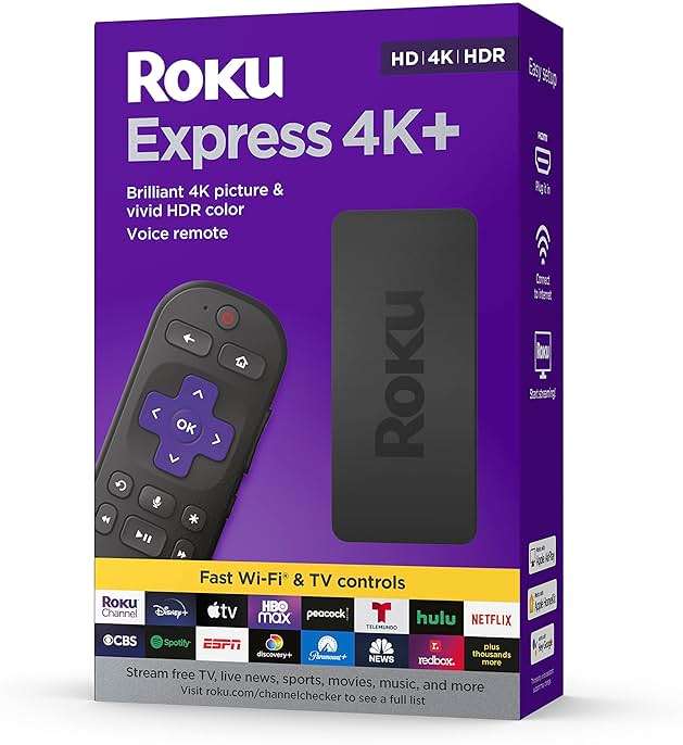 Roku Express 4K+ | Roku Streaming Device 4K/HDR with Voice Remote, Free & Live TV - Image 7
