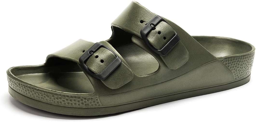 FUNKYMONKEY Men's Comfort Slides Double Buckle Adjustable EVA Flat Sandals - Image 1